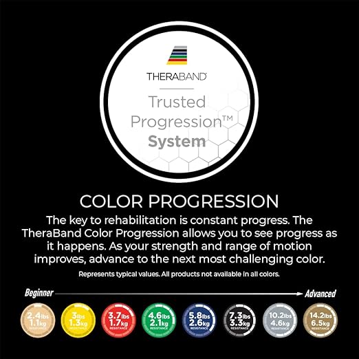 THERABAND Professional Latex Resistance Bands, Individual 6 Ft Elastic Band for Upper & Lower Body Exercise, Physical Therapy, Pilates, At-Home Workouts, 6 Foot Band, Red, Medium, Level 3