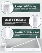 2 Pack Closet Rod Bracket, Heavy Duty Closet Rod Support with Rod Holder, Wall Mounted Closet Shelf Brackets with Triangle Stabilizing Design for Closet, Bathroom and Kitchen, White