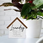 Laundry Room Decor, Washing Drying Putting away House Shaped Wood Sign, Laundry Decor for Farmhouse Home Bathroom
