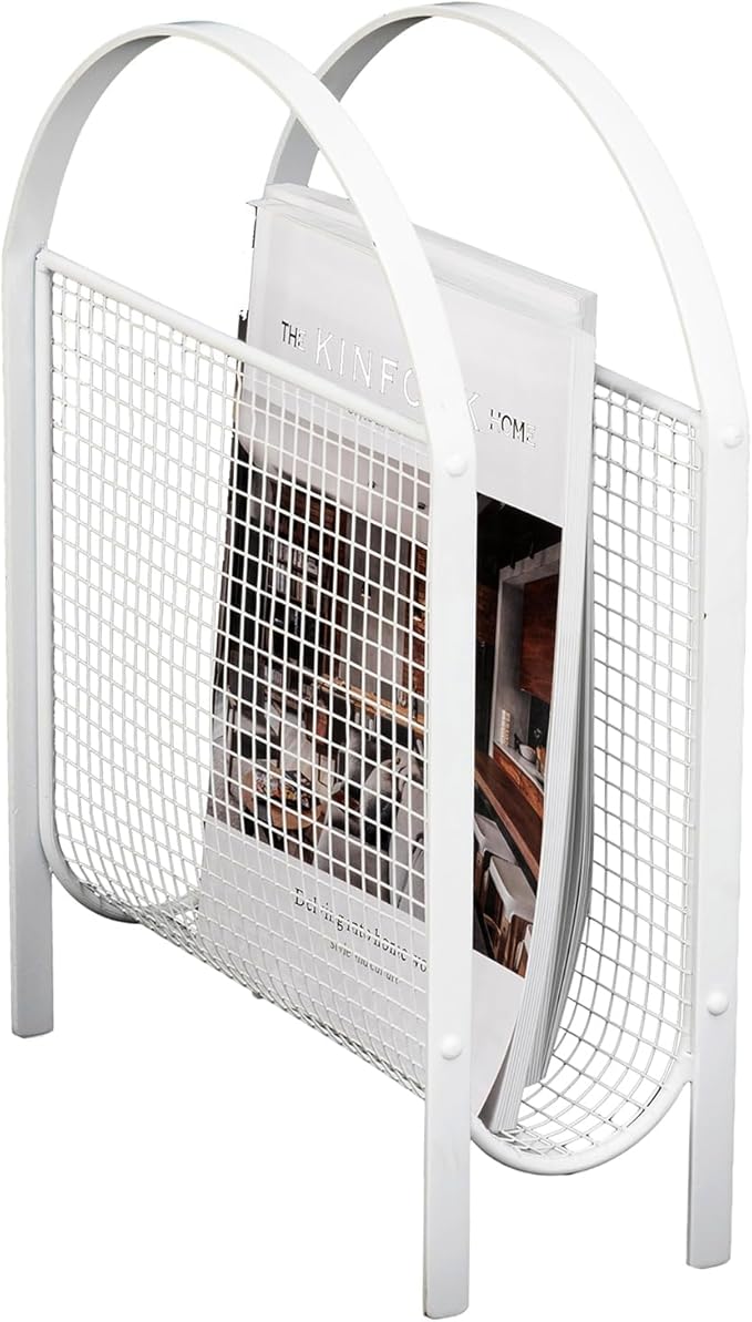 MyGift Magazine Rack, Floor Freestanding Magazine Holder for Bathroom Bedroom Office, Books Newspapers File Mail Organizer, Mid Century Modern Decor Wire Storage for Tablets and Documents