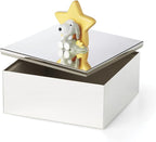Reed And Barton Home Decor, Little Snoopy Keepsake Box, Made Of Metal, Spot Clean, Room Decor, Organization And Storage Box For Keepsakes & Memories, Peanut Snoopy Design (Silver And Yellow, 1 Piece)