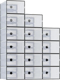 NEWBULIG 15 Pack Clear Shoe Storage Boxes, Shoe Organizer for Closet with Lid, Durable PE Transparent Shoe Containers Ideal for Sneakers, Heels & Boots, Black