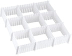 72 Pieces DIY Plastic Grid Drawer Organizer, 12.6 Inch Plastic Grid Drawer Dividers, Plastic Adjustable Drawer Dividers Organizer for Sock, Underwear, Scarf, White