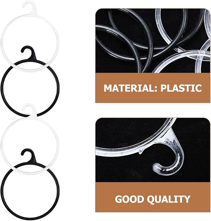 Ciieeo 40pcs Multifunctional Scarf Rack Organizer with Plastic Rings for Scarves Ties Belts Space Saving Closet Hanger for Shawls and Accessories Black Transparent