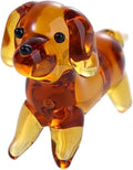 Brown Mini Dog Art Blown Glass, Crystal Cute Dog Figurine, Glass Ornament Statue Animal Collectible, Blown Art Pet Animal Collectible Figures Home Décor Accents