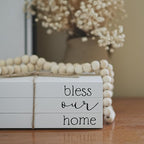 Decorative Books for Home Decor, Wooden Faux Book for Decoration, Farmhouse Stacked Display Books (bless our home)