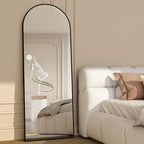 Full Length Mirror, 56"x16" Arch Mirror Floor Mirror with Stand, Black Arched Full Body Standing or Leaning Mirrors for Bedroom, Living Room
