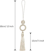 2 Pack 12 Inch Key Tassel with 4 Inch Cord Loop, Handmade Terylene Tassel with Wooden Ring, DIY Decorative Craft Tassels