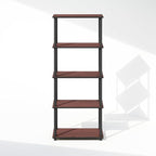 Furinno Turn-N-Tube Book Shelf, 5-Tier Bookshelf, Bookcase with Multipurpose Compact Display Rack, 11.6 x 23.6 x 57.4, for Living Room, Bedroom, Home Office, Dark Cherry/Black