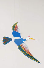 WitnyStore Wooden Bird Mobile 24" Blue Crane Stork Hand Made Painted Wood Flapping Wing Birds Hanging Ceiling Decor Wind Chimes Handcrafted Art Animal Decorative Collectibles Décor Gifts Souvenirs