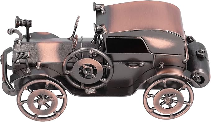 Vintage Car Model Metal Bronze Classic Exquisite Home Decorative Handicraft Ornament, Antique Car Decor for Living Room Office Shelf, Retro Toy Collectible Gift for Car