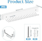 2 Pcs Tie Rack Wall Mounted, Wooden Tie Belt Organizer with 20 Hooks Non Slip 180 Degree Space Saving Hangers with Screws for Ties, Keys, Scarves, Tops, Belt, Bags (White)