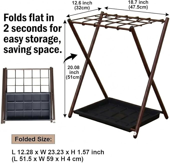 Folding Umbrella Storage Stand Rack Holder Organizer Bin for Entryway Home Commercial Office Décor with Drip Tray