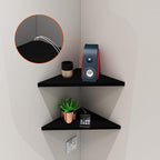 evron Corner Mounting Shelf Set of 2 – Easy to Install Floating Wall Shelves with Wood Grain Finish, Durable and Waterproof ABS Plastic for Kitchen, Bathroom, Living Room Home Décor