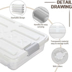 4 Pcs Plastic Under Bed Storage Containers with Lid Wheel Handle, Transparent Large Capacity Stackable Latching Storage Bins for Closet Bedroom Clothes Shoes Blanket(23.7 x 15.8 x 5.2,White)
