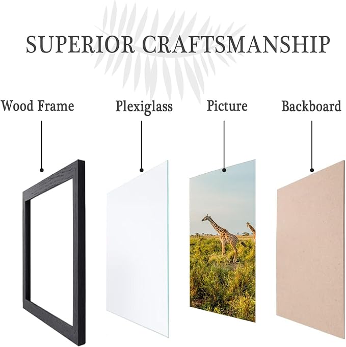 9 x13 Picture Frame Set of 3, 9 x13 Black Wooden Frame Wall Gallery Poster Photo frame with Shatter Resistant Plexiglass,Horizontal and Vertical Formats for Wall Hanging, best gift