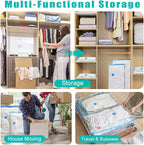 Vacuum Storage Bags, 10 Pack with Electric & Manual Pump, Space Saver Compression Bags for Clothes, Blue and White, Nylon, 4 Medium 4 Large 2 Jumbo, (Electric Pump)