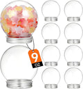 Clear Plastic Snow Globes for Crafts - Fillable DIY Snowglobe Jar with Aluminum Screw Cap - Empty Water Globe Container for Christmas Decor and Party Favors 10 Pcs