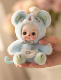 6" Hand-Painted Porcelain Face Doll with Acrylic Cotton Body, Small Ceramic Collectible Doll for Shelf & Desk Decor, Aesthetic Home Display, Collectors & Unique Birthday Gift (Blue)