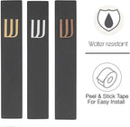 A&S Mezuzot Modern Concrete Mezuzah Case with Scroll, Easy Peel and Stick Mezuza (Black+ Silver Shin, 7 Inches)