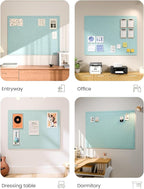 Fluxynara Large Bulletin Board, 47.2" x 35.4" Cork Board Alternative with 24 Safe Removable Adhesive Tabs, Foldable Felt Pin Board for Home Office, Classroom, Bedroom,Entryway for Walls—Aqua Blue