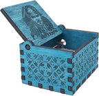 Youtang Jack Sparrow Music Box Hand Crank Musical Box Carved Wooden,Play Davy Jone's Theme,Blue