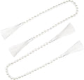 34 Inch Pearl Glass Bead Garland with Tassels - Elegant Boho Table Decor, Fringe Wall Hanging for Wedding, Party, Farmhouse Rustic Prayer Bead Home Decoration (White, 2 Pack)