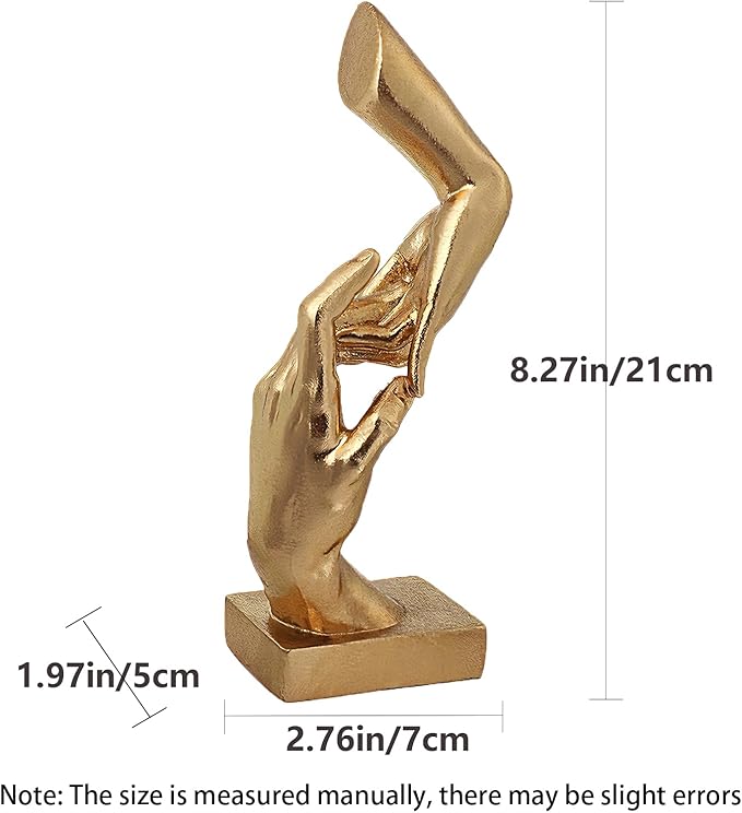 Golden Hands Sculpture Elegant Resin Home Decor Hands Statues Versatile Love Ornament,Perfect for Bedroom, Office Desktop, Cabinets,Wedding (Hold Hands)