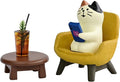 Mevodeata Cute Cat Playing Phone on Sofa and Drinking Coffee Figurine for Office Home Decor - Cute Cat Gift for Cat Lovers