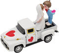 Valentines Day Decorations Farmhouse Vintage Mini Truck with Love Couple Figurines, Heart Pattern, Valentine's Day Home Tiered Tray Decor Valentine & Wedding Table Centerpiece Gifts for Her Him