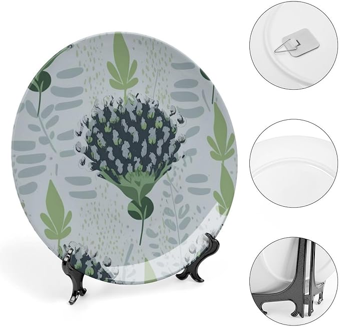 Decorative Plate Chinoiserie Floral Custom Decor for Art Decoration Club Farmhouse Wedding Ceramic Craft for Decorative Ornaments 1 Plate with 1 Display Stand, Multi Sizes, Gifts for Men Women