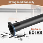 1.3 Inch Diameter Heavy Duty Closet Rods for Hanging Clothes, Metal Black Closet Rod 17-75 Inch Adjustable Clothes Hanging Bar Metal Shower Curtain Rods for Closets, Wardrobes, Bathroom, Windows