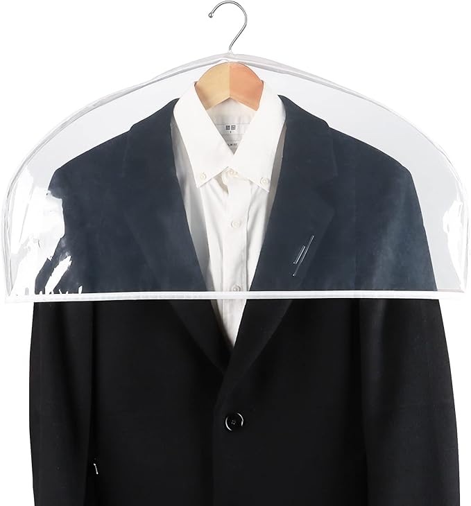 Zilink Clear Shoulder Covers for Clothes (Set of 30) Breathable Clothes Dust Cover Protectors with 2" Gusset for Suit, Coats, Jackets