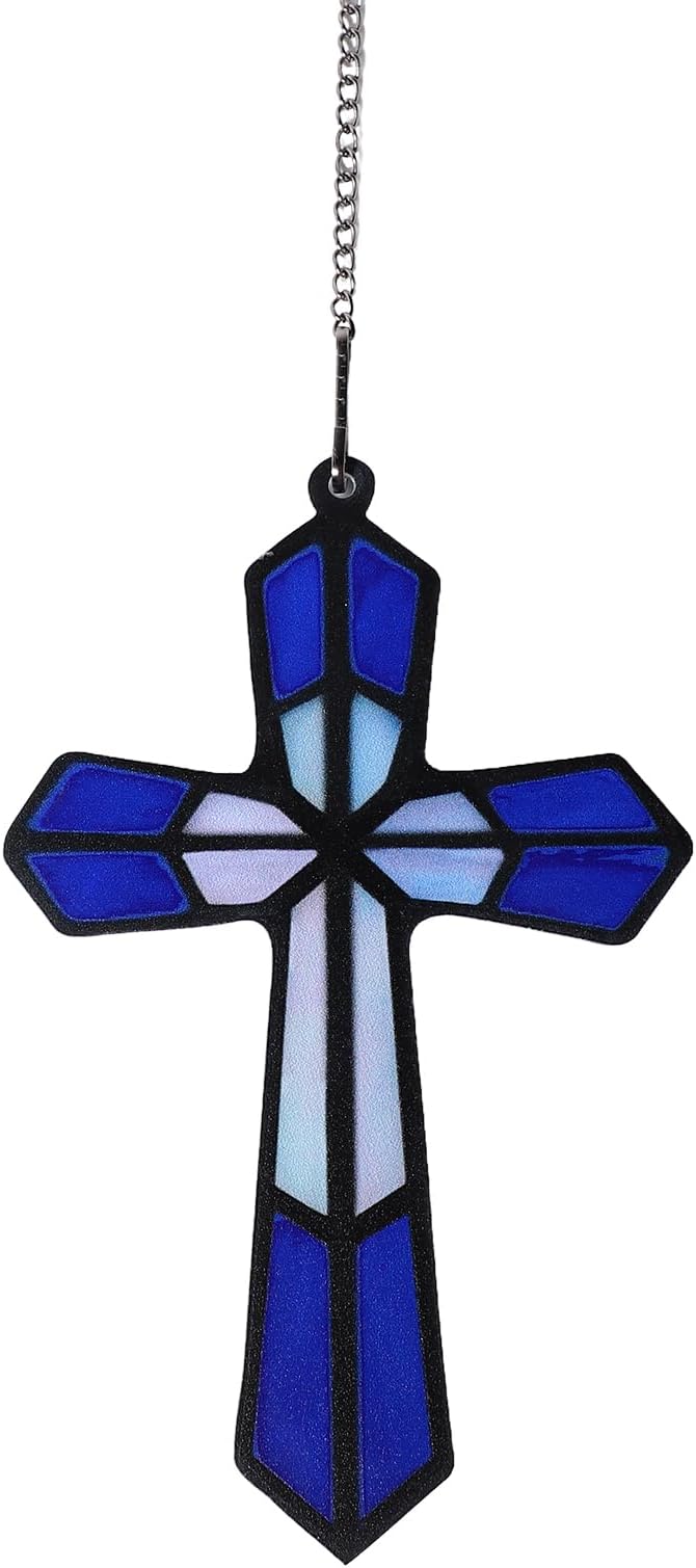 Acrylic Cross for Wall - Religious Home Decor, Catholic Window Hanging, Indoor Outdoor Crucifix Gift for Baptism, Christian Christmas