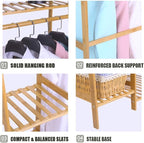 Ufine Bamboo Garment Rack 7-Tier Storage Shelves Clothes Hanging Rack, Heavy Duty Clothing Rack Minimalism Wardrobe Closet Organizer for Indoor