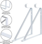 Heavy Duty Closet Rod Brackets 4 Pack, Wall Mounted Closet Shelf Bracket, 11 x 9.5 in Shelves Support Brace with Hook, White with Screws, HOME MASTER HARDWARE