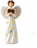 Hand-Painted Guardian Angel Figurine with Heart & Daisy Details – 5.8 Inch Resin Angel Statue for Home Decor – Sympathy, Memorial, & Friendship Gifts for Women, Mom, Grandma, Best Friend