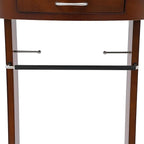 Wood Clothes Valet Stand, Wood Suit Rack with Tray, Floor Standing Suit Valet Stand with Open Structure Tray & Drawer, for Living Room, Dressing Room, Entryway, Office, Hotel
