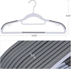 50-Pack Heavy Duty Coat Hangers, Non-Slip, 0.2'' Slim, 360° Swivel Hook, 16.5 Inches Wide, Space-Saving Plastic Clothes Hangers for Suit, Shirt & Pants, Light and Dark Gray
