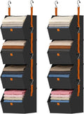 DIMJ Hanging Closet Organizer - 4 Tier Collapsible Hanging Shelves with Hooks Zipper, Fabric Clothes Organizer, Space-Saving Storage Bin Basket for RV, Bedroom, Laundry Organization
