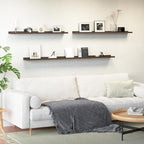 Boswillon 55.1 Inches Long Floating Shelves, 2 Set Rustic Wall Shelf for Bedroom, Nursery Book Shelf with Lip, Picture Ledge Shelf for Living Room, Bathroom, Kitchen - Walnut