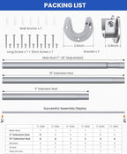 Closet Rods for Hanging Clothes, 17 to 28 Inches Stepless Adjustable Metal Closet Rod, 1.3 Inches Heavy Duty Clothes Hanging Rod for Closet Wardrobes Laundry RV, Silver