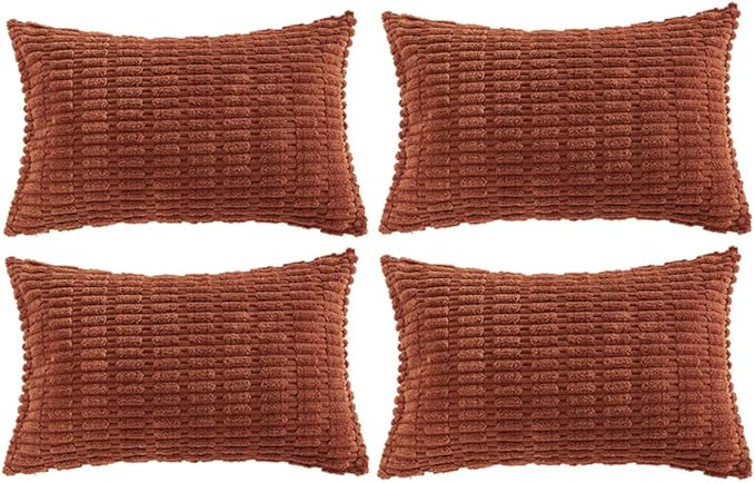 Fancy Homi 4 Packs Decorative Throw Pillow Covers for Living Room Couch Bed, Modern Farmhouse Boho Home Décor Accent Cushion Case, 24" x 14", Rust