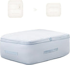 Ultra Space Saving Self Compression Organizer, Comforter Storage Bag for Clothes, Blankets, Pillows, Duvet, Comforters, Bedding Sets and Much More (Blue,L - 54 * 42 * 30cm)