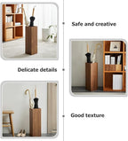 HOMSFOU Umbrella Stand Wood Umbrella Holder Farmhouse Bucket Square Wooden Holder Canes Walking Sticks for Home Office Entryway 6.3" L x 6.3" W x 19.7" H