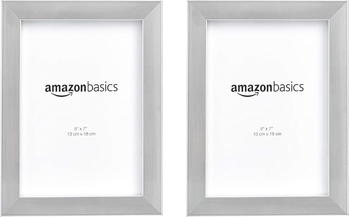 Amazon Basics Rectangular Photo Picture Frame 5" x 7" Pack of 2 & Command Medium Picture Hanging Strips