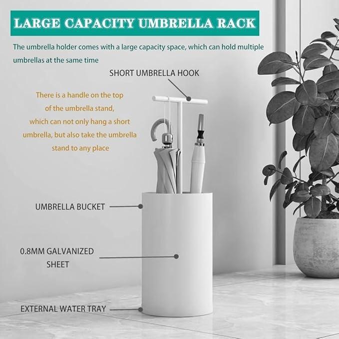 Compact Umbrella Stand for Home, Modern Design with Handle, Indoor Umbrella Storage Holder, Stylish Black Umbrella Organizer for Easy Access and Space-Saving