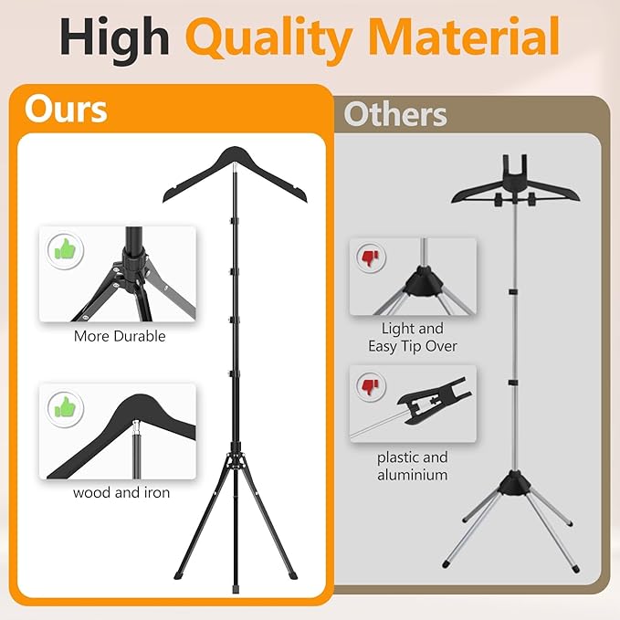 Adjustable Shirt Display Stand 32-63 Inch, Foldable Clothing Display Stand Mannequin Torso for Retail Vendors, Multi-Use Steamer Rack Stand for Clothes Garment