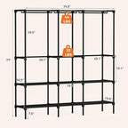 OLIXIS Portable Wardrobe Closet with Hanging Rods, 74.5 Inch Wide Portable Clothing Rack with Shelves, Heavy Duty Clothes Rack, Freestanding Closet Organizer