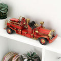 HomeRoots 489419 6 in. Metal Hand Painted Model Car Sculpture Red & Gold